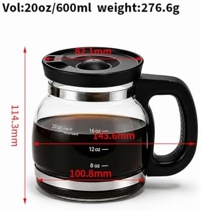 Pour Over Coffee Maker 20oz - Borosilicate Glass Coffee Server with Handle, 600ml Drip Coffee Carafe, Heat-Resistant Glass Pot for Home & Office Brewing (2pcs) - Image 6
