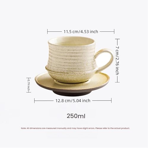 6.8oz 210ml Ceramic Mug Saucer Set Home Wabi Sabi - Image 7
