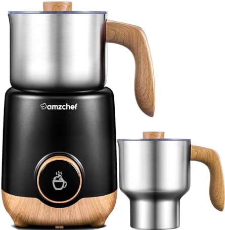 AMZCHEF Coffee Bundle - 48-Setting Conical Burr Grinder (Anti-Static, Timer) & 8-IN-1 Milk Frother Steamer (21oz & 13.5oz, 550W), Home Coffee Station for Espresso, Lattes, Cold Brew & Hot Chocolate - Image 3