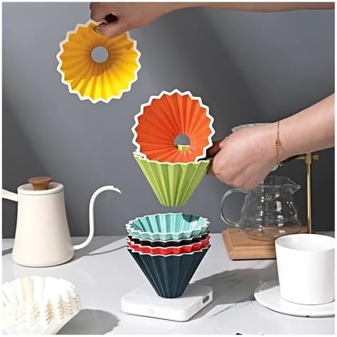 Origami Filter Cup Ceramic Coffee Hand Brewed Pot Drip Cover(WHITE) - Image 2