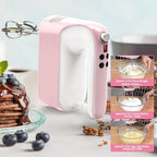 Yomelo 9-Speed Digital Hand Mixer Electric, 400W Powerful DC Motor, Hand Mixer Electric Handheld with Snap-On Storage Case, 5 Stainless Steel Accessories, Beaters, Dough Hooks, Whisk(Pink/White) - Image 7