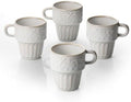 Mugs Set of 4, Ceramic Coffee Mug 12 OZ Beige, Stackable Mug, Set of 4, Microwave & Dishwasher Safe, Comfortable Grip for Latte Cappuccino Hot Chocolate, Perfect for Home Office & Holiday Gifting by LYEOBOH
