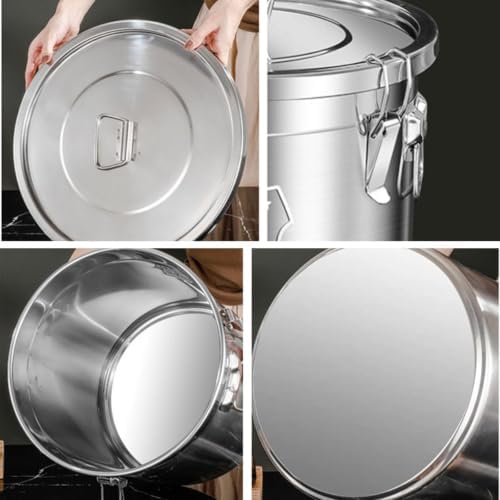 Storage Bucket with lids, Metal Bucket, 316 Stainless Steel Airtight Canister for Kitchen, Canisters Container with Lids and Sturdy Locking Clamp for Rice,Grain,Coffee Bean,Dog Food(6L/1.6Gal) - Image 6