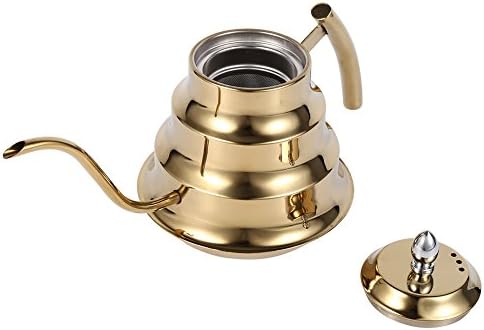 Joint Design Stainless Steel Gooseneck Coffee Kettle, 1.2L Drip Pot Maker for Pour Over Coffee and Tea, Ergonomic Handle, Safe for Gas Electric Stove, Easy to (Gold) - Image 6