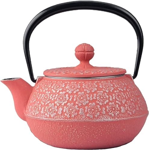 Iwachu 12705 Teapot, 3 Type Cherry Blossoms, Silver/S, Pink, 0.32 L; Inner Hollow Enameled Nambu Ironware by Iwachu