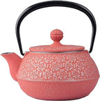 Iwachu 12705 Teapot, 3 Type Cherry Blossoms, Silver/S, Pink, 0.32 L; Inner Hollow Enameled Nambu Ironware by Iwachu