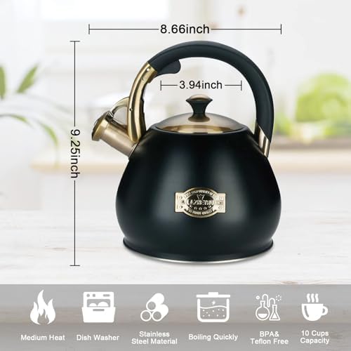 Tea Kettle Stovetop Whistling Kettle Teapot, 3Quart Tea Pot Stainless Steel Teakettle for Stove Top with Heat Proof Ergonomic Handle - Image 5