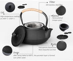 Without Coating Cast Iron Teapot Tetsubin with Stainless Steel Filter Tea Kettle Iron Tea Gift for Adult Father Mother Family,1.5L - Image 4