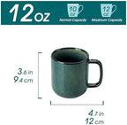 vancasso STARRY Coffee Mugs Set, 12 oz Ceramic Coffee Cups for Latte Hot Tea Cappuccino Cocoa Milk Stoneware Cups Set of 6, Dishwasher & Microwave Safe, Green - Image 2