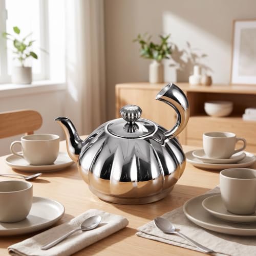 Stainless Steel Teapot Compact Teapot with Lid Decorative Tea Kettle for Countertop - Image 3