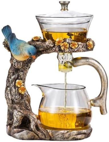 Magnetic Ball Tea Pot, Magnetic Ball Teapot, Lazy Tea Set, Heat Resistant Semi Automatic Drip Rotating with Infuser Magnetic Teapot Set for Gongfu Tea Making Ideal, Gift Set for Adults (B) by Pioautiy