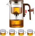 800ml+4 Cups Witchcraft Magic Glass Teapot with Infuser Strainer and Lid for Loose Leaf Tea Herbal, Magnetic Water Separation Tea Maker Kettle with Cups Clear Tea Pot by RAYFOX