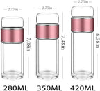 3-in-1 Smart Tea Infuser Bottle, Double Wall Glass Tea Cup with Removable Strainer, Leak-Proof Portable Loose Leaf Tea Maker, Separation Design for Office, Travel & Home (Golden, 350ML) - Image 2
