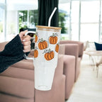Sip-Sip Hooray! Pumpkin Patch 40oz Glass Tumbler with Lid and Straw - Image 3