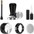 6 PCS Espresso Tools Set,Espresso Tamper,Coffee Distributor,Puck Screen,Dosing Funnel,Coffee Brush And WDT Tool,Espresso Accessories Kit Barista Tools (Black, 58mm) by DELERKE
