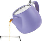 Tealyra - Pluto Porcelain Small Teapot Violet - 18.2-ounce (1-2 cups) - Matte Finish - Stainless Steel Lid and Extra-Fine Infuser To Brew Loose Leaf Tea - 540ml - Image 4