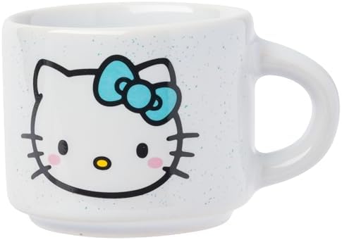 Silver Buffalo Sanrio Hello Kitty Different Colored Bows 4pc Stackable Ceramic Espresso Mug Set with Storage Rack, 3 Ounces - Image 6