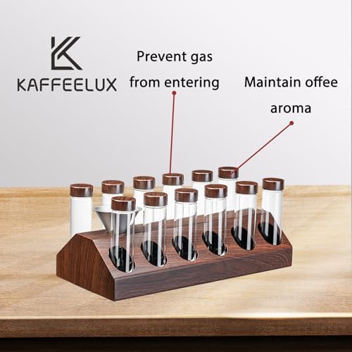 12-Piece Vacuum Coffee Canister Set with Wooden Holder & Funnel – Airtight Glass Jars for Coffee Beans, Tea, Snacks (Walnut Wood Stand) - Image 5