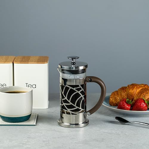 Cafe Ole Floral Cafetière, 3-Cup (350ml) French Press Filter Coffee Maker for 1, 18/10 Stainless Steel - Image 2
