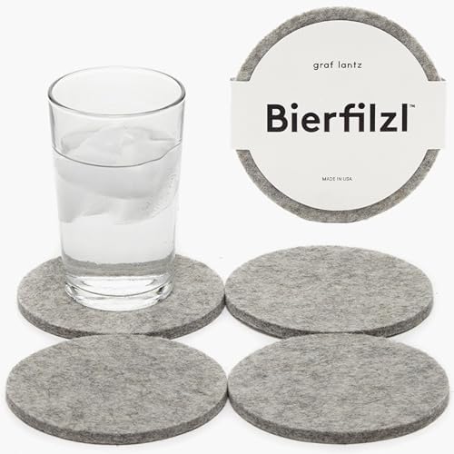 Graf Lantz - Bierfilzl Merino Wool Round Coasters Set of 4 - Granite (4" Circles) - Absorbs 30% of Weight - German Wool - Heat Resistant, Sustainable, & Reusable - Home Decor & Coffee Table Decor by GrafLantz