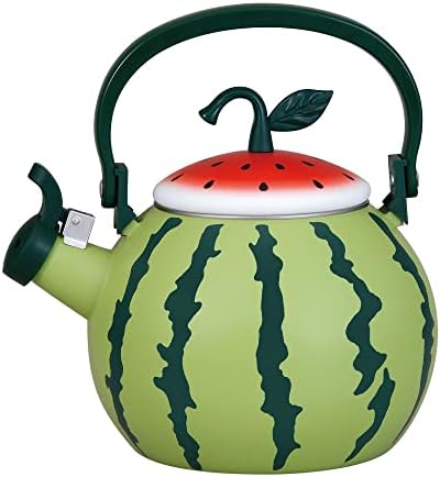 UPware Enamel on Steel Whistling Tea Kettle, Stovetop Teakettle (1.6 Quart, Watermelon) - Image 4