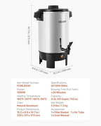 VEVOR Commercial Coffee Urn, 30 Cup 4.5 L Hot Beverage Dispenser with Dripless Faucet, Quick-Brewing Commercial Coffee Maker, Automatic Temperature Control, for Catering, Party, Church & Restaurant - Image 7