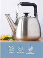 Sur La Table Kitchen Essentials 1.9-Quart Heavy Gauge Brushed Stainless Steel Whistling Tea Kettle – Durable Stovetop Kettle - Image 5