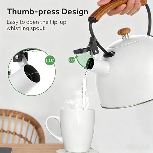 101oz/3.2 Quart Tea Kettle Stovetop, White - Image 4