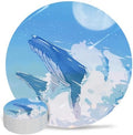 Blue Whale Drink Coasters Set of 6, Absorbent Round Ceramic Coasters for Desk, Clouds Natural Landscape Cup Mats for Home Kitchen Office Party Coffee Table Decoration Supplies by Unknown