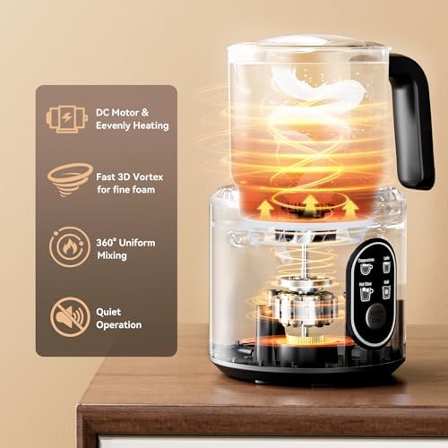 Milk Frother and Steamer, 4-in-1 Electric Foam Maker with Detachable - Image 4