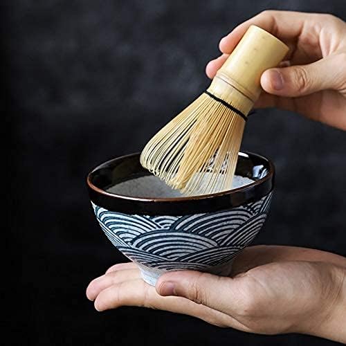 Matcha Bowl Tea Bowl Ceramic Matcha Sets Natural Bamboo Matcha Whisk Ceremic Matcha Bowl Whisk Holder Japanese Tea Sets for Tea Table Kitchen (Black) - Image 6