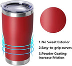 DOMICARE 20oz Tumbler with Lid Stainless Steel Tumblers Bulk, Double Wall Vacuum Insulated Coffee Travel Mug Powder Coated Tumbler,8 Count (Pack of 1) Red - Image 2