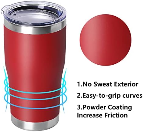 DOMICARE 20oz Tumbler with Lid Stainless Steel Tumblers Bulk, Double Wall Vacuum Insulated Coffee Travel Mug Powder Coated Tumbler,8 Count (Pack of 1) Red - Image 2