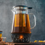 Elegant Glass Teapot with Built-In Tea Infuser & Stainless Steel Candle Warmer Base - 500ml, Premium Gift Set for Tea Lovers, Perfect for Brewing and Keeping Tea Warm (500ml) - Image 5