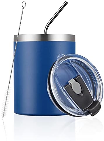 MEWAY 12 oz Lowball, Tumbler Stainless Steel Double Wall Vacuum Insulated Mug with Straw and Lid, Cleaning Brush ，Durable Powder Coated Insulated Coffee Cup for Cold & Hot Drinks (Navy, 12 pack) - Image 3