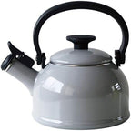 Fuji Enamel CTN-1.6WK.LG Whistling Kettle, Induction Compatible, Cotton, 0.4 gal (1.6 L), Light Gray by FUJIHORO
