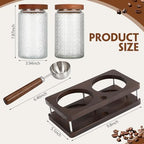 Suclain Glass Coffee Grounds Container with Shelf 2 x 34 oz Glass Coffee Bean Storage Canisters with Airtight Thread Lid and Measuring Spoon Food Storage Jars for Kitchen Sugar(Classic Style) - Image 2