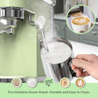 Laekerrt Espresso Machine 20 Bar Espresso Maker CMEP01 with Milk Frother Steam Wand, Professional Expresso Machine for Cappuccino and Latte (Stainless Steel, Green) Gift for Dad, Father, Coffee Lovers - Image 5