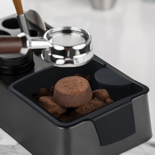 Knock Box Integrated Tamp Station for Espresso Baristas Supporting 51mm through 58mm Tamper and Portafilter Handles (Black) - Image 3
