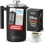 SterlingPro 1.75 L 59 oz Black Extra Large French Press Coffee Maker and 6 Pack Replacement Screens Bundle Stainless Steel Double Wall Insulated for Tea and Coffee - Image 2