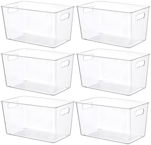 Vtopmart 6 Pack Clear Storage Bins, Pantry Storage Bins with Handle, XL by Vtopmart