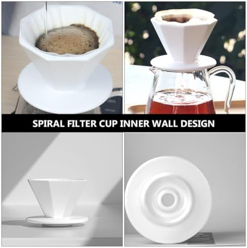 Cabilock Octagonal Ceramic Coffee Filter Cup White Thickened Manual Dripper with Fine Filtering Portable Design for Home Brewing - Image 6