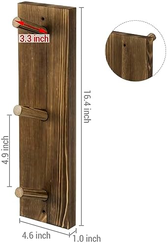 MyGift Wall Mounted Wooden Mug Rack - 3 Hook Rustic Burnt Wood Teacup Mug Storage Organizer, Set of 2 - Image 5