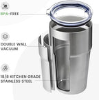 MEWAY 16oz Tumbler Double Wall Vacuum Insulated Travel Mug Bulk, Stainless Steel Tumblers with Lid, Powder Coated Coffee Cups for Cold & Hot Drinks (Silver,12 Pack) - Image 3