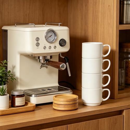 Cappuccino Cup with Saucer, 12 Oz White Coffee Cup Set - Image 4