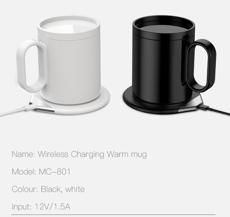 Smart Coffee Ceramic Mug Warmer & Phone Charger 18W | 2-in-1 Waterproof Design | 55℃ Electric Heating Ceramic Mug Perfect for Office Desk Ideal for Gifting, Free Pen (Black) - Image 7