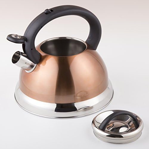 Creative Home 77066 Alexa Stainless Steel Whistling Tea Kettle with Aluminum Capsulated Bottom for Quick Heat Distribution, 3.0 Quart, Metallic Copper Color - Image 6