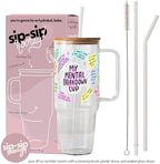 Sip-Sip Hooray! Mental Health Affirmations 40oz Glass Tumbler with Lid - Image 4
