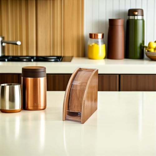DECHOUS Coffee Filter Holder, Coffee Paper Storage Container for #1#2 V 60 Coffee Filters Bamboo Coffee Filter Paper Dispenser Rack with Dustproof Cover Filter Organizer - Image 4