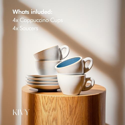 KIVY Cappuccino Cups set - 4x 8oz - Thick-walled stoneware cappuccino cup - Image 5